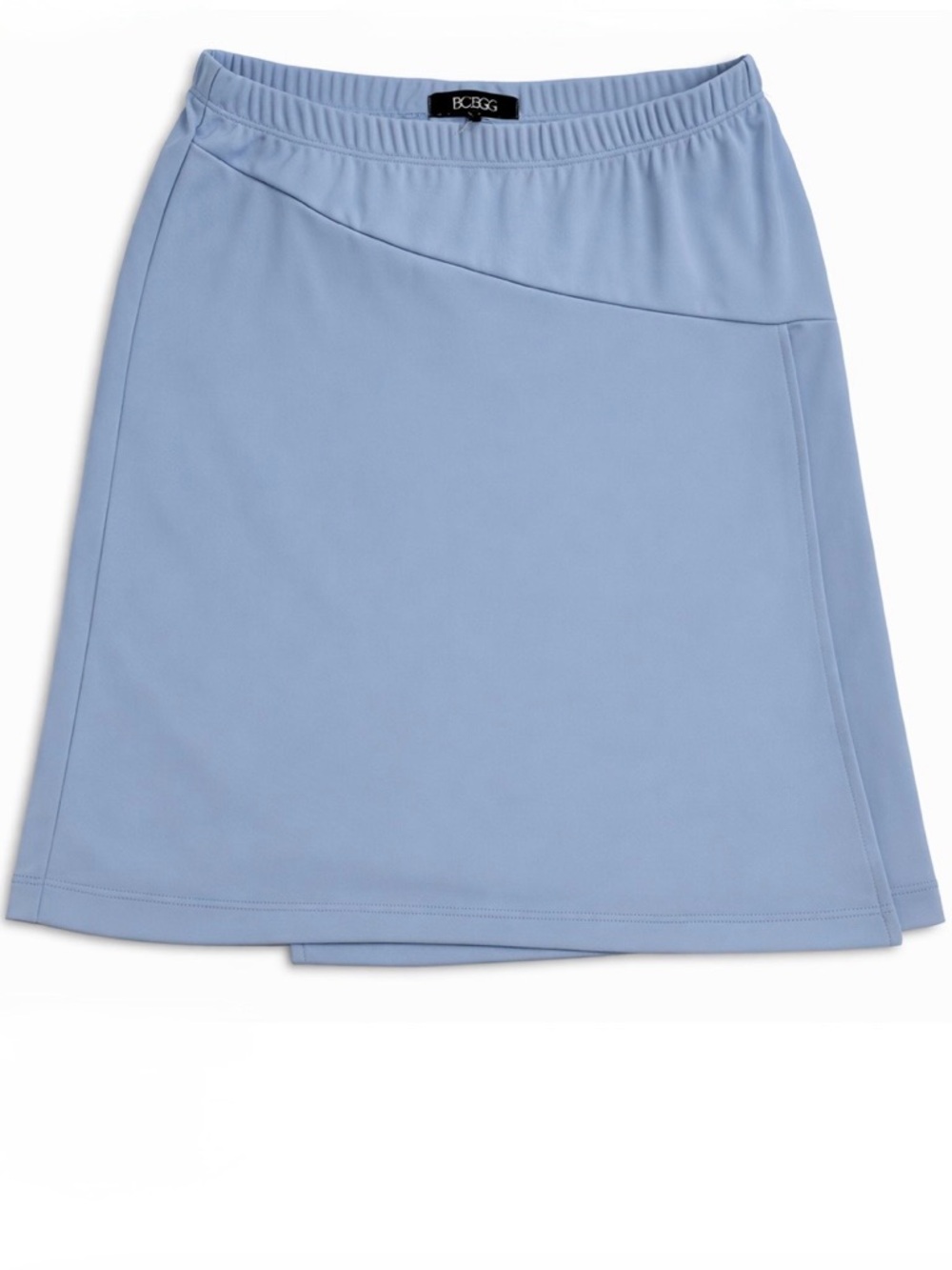 BCBG MaxAzria Vintage Blue Wrap Skirt Asymmetrical Yoke Elastic Waist NWT Size L